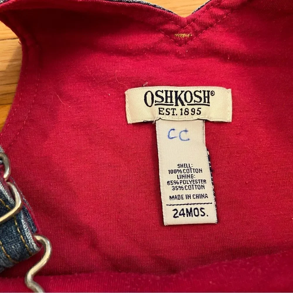 Osh Kosh B’Gosh Denim embroidered flower overall dress